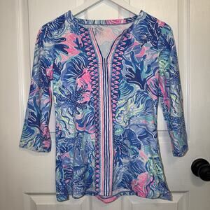 Lilly Pulitzer UPF 50 Chilly Lilly Karina Tunic Top Shade Seekers Women's Small